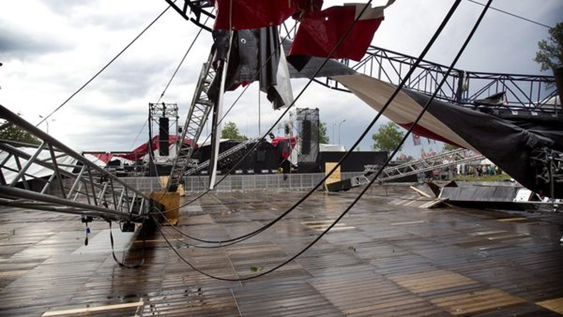 The destroyed Pukkelpop stage. (AP)