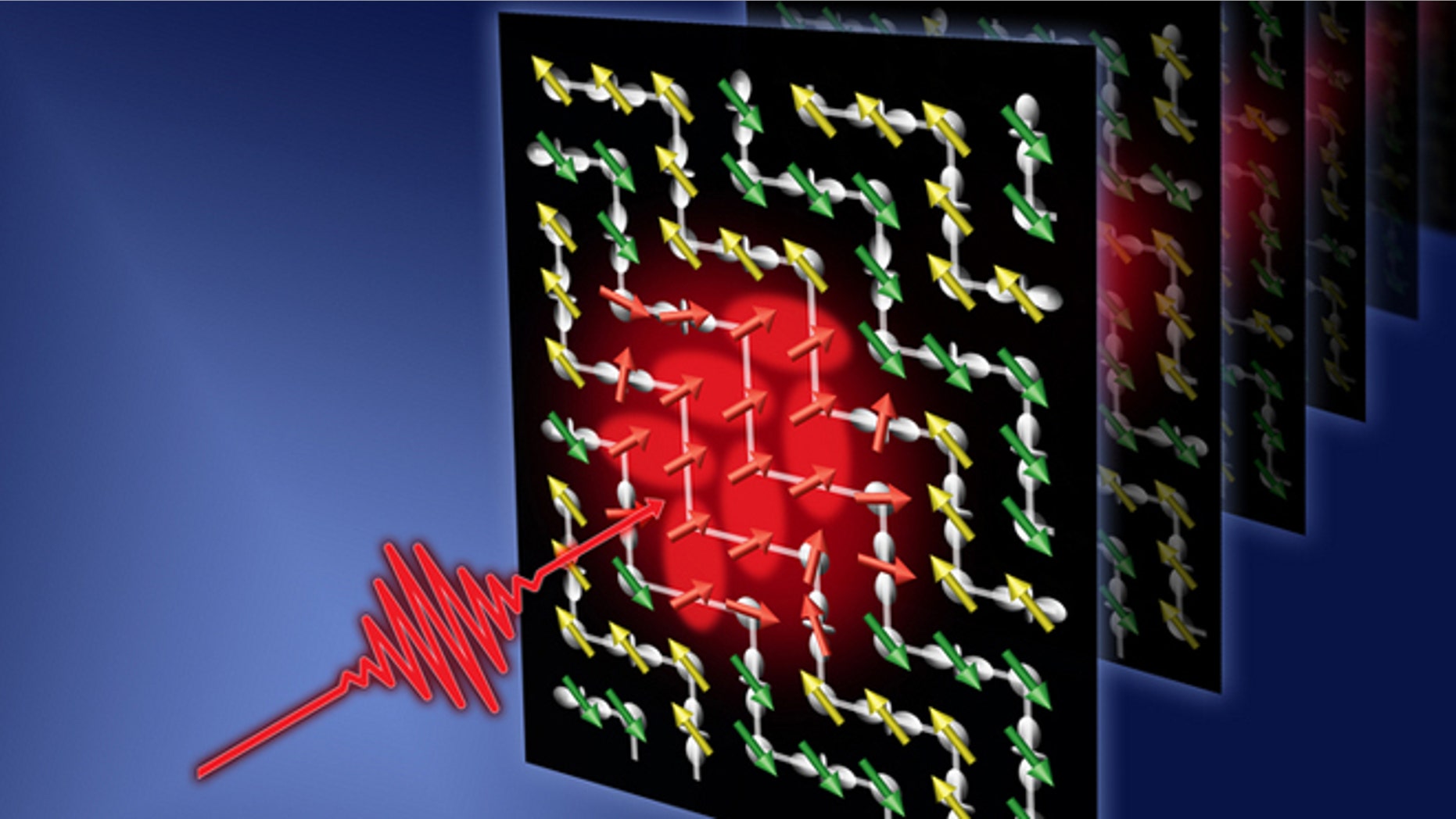 By pulsing a laser on a magnetic material, researchers switched its magnetic structure on the timescale of a quadrillionth of a second, paving the way for much faster computers.