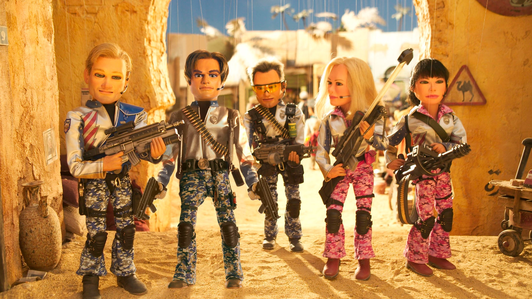 Joe, Gary, Chris, Lisa and Sarah in "Team America: World Police."