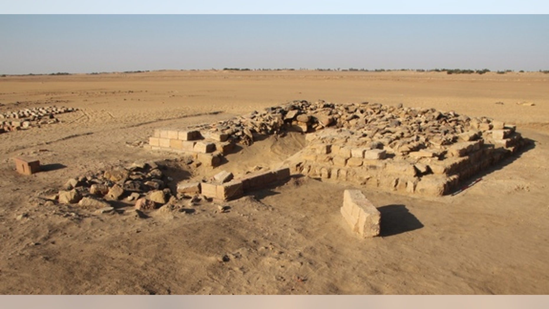 One of 16 pyramids uncovered in a cemetery in the ancient town of Gematon in Sudan. The pyramid likely rose more than 39 feet in height.