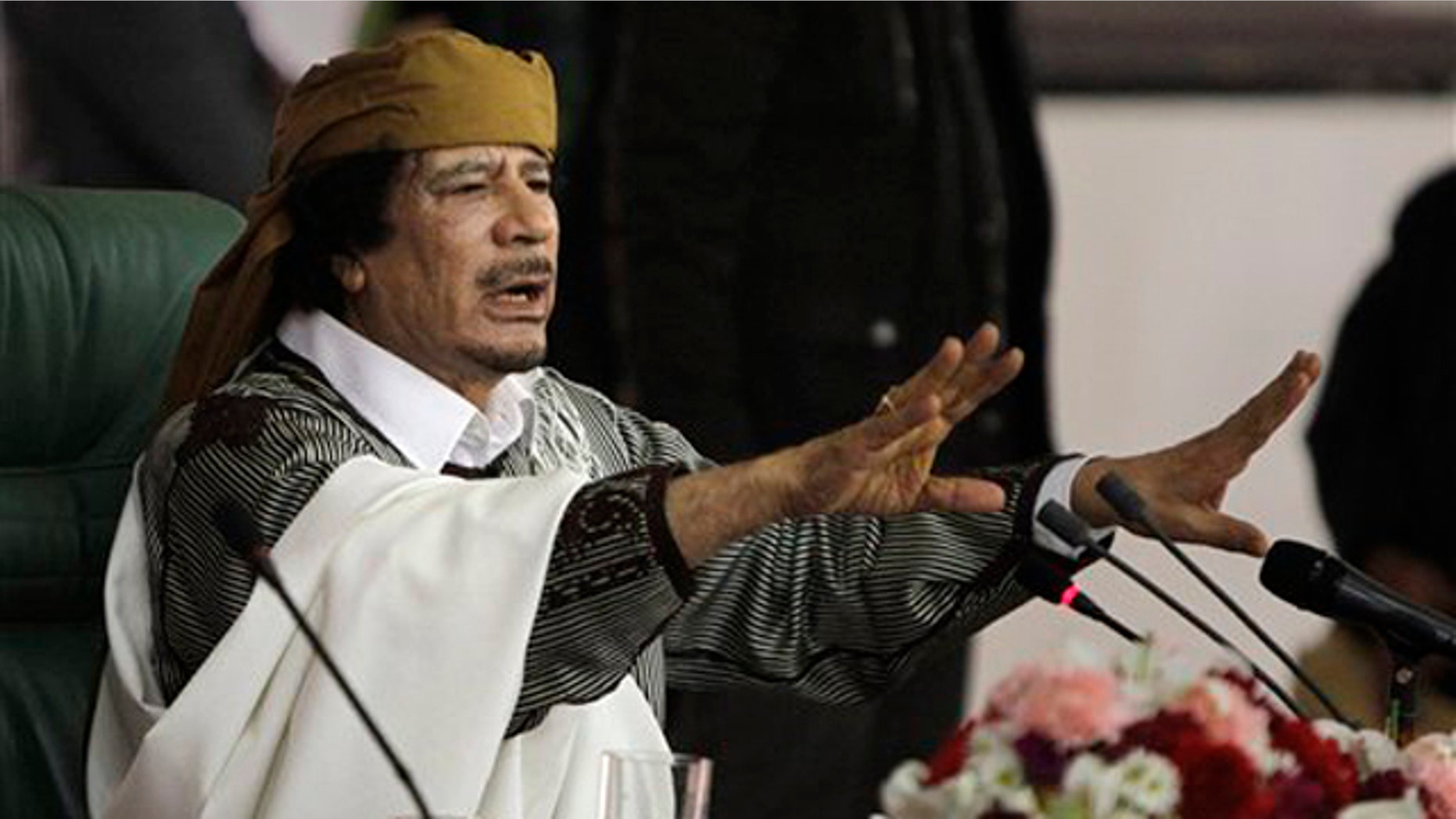 Libyan leader Muammar al-Qaddafi is shown in Tripoli on March 2.
