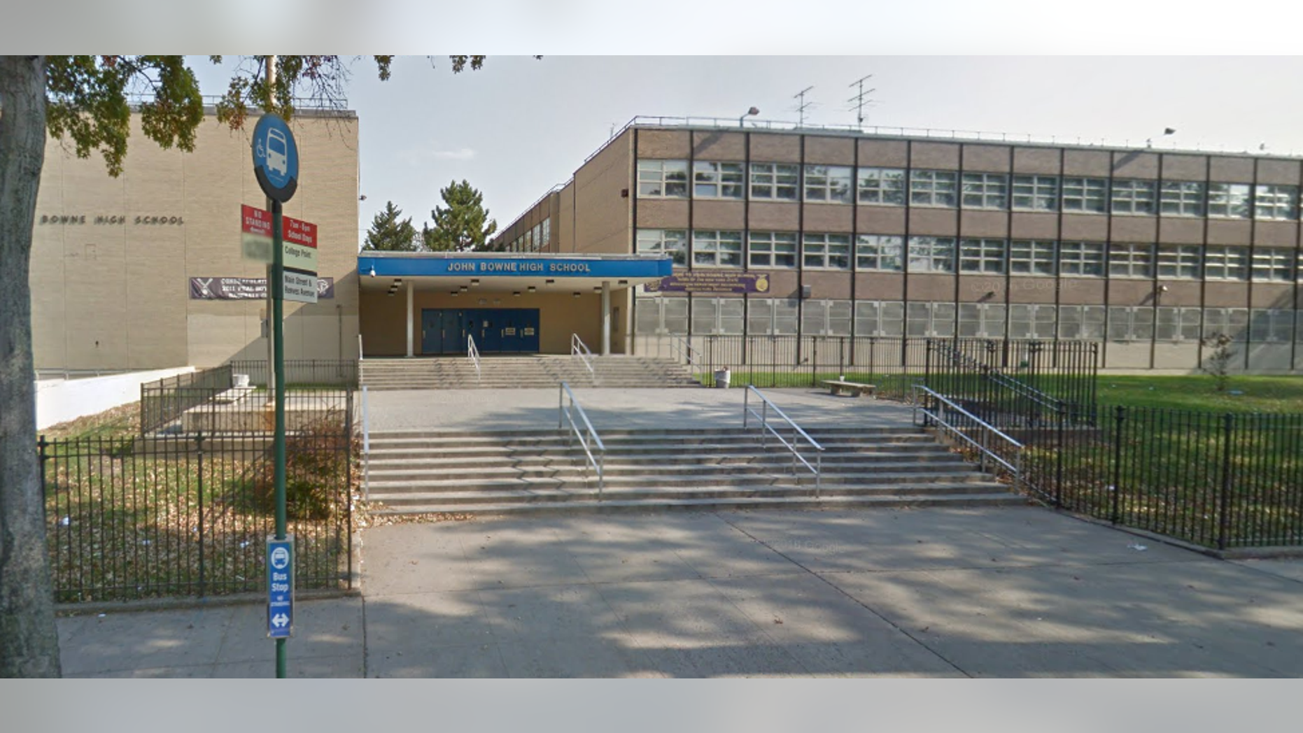 The stabbing happened at John Bowne High School.