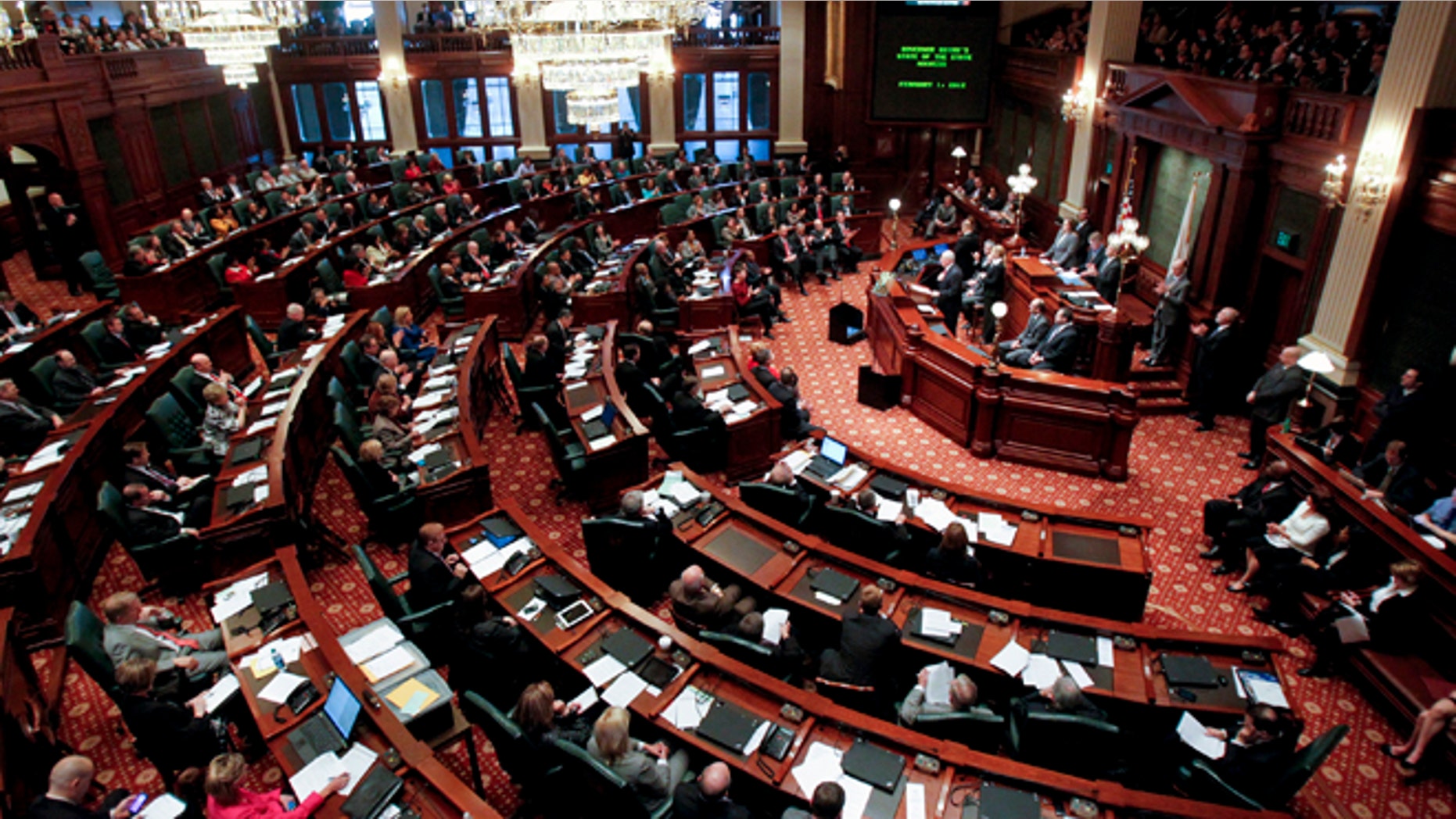 In this 2012 file photo, Illinois Gov. Pat Quinn delivers his State of the State address to the joint session of the General Assembly in Springfield, Ill.