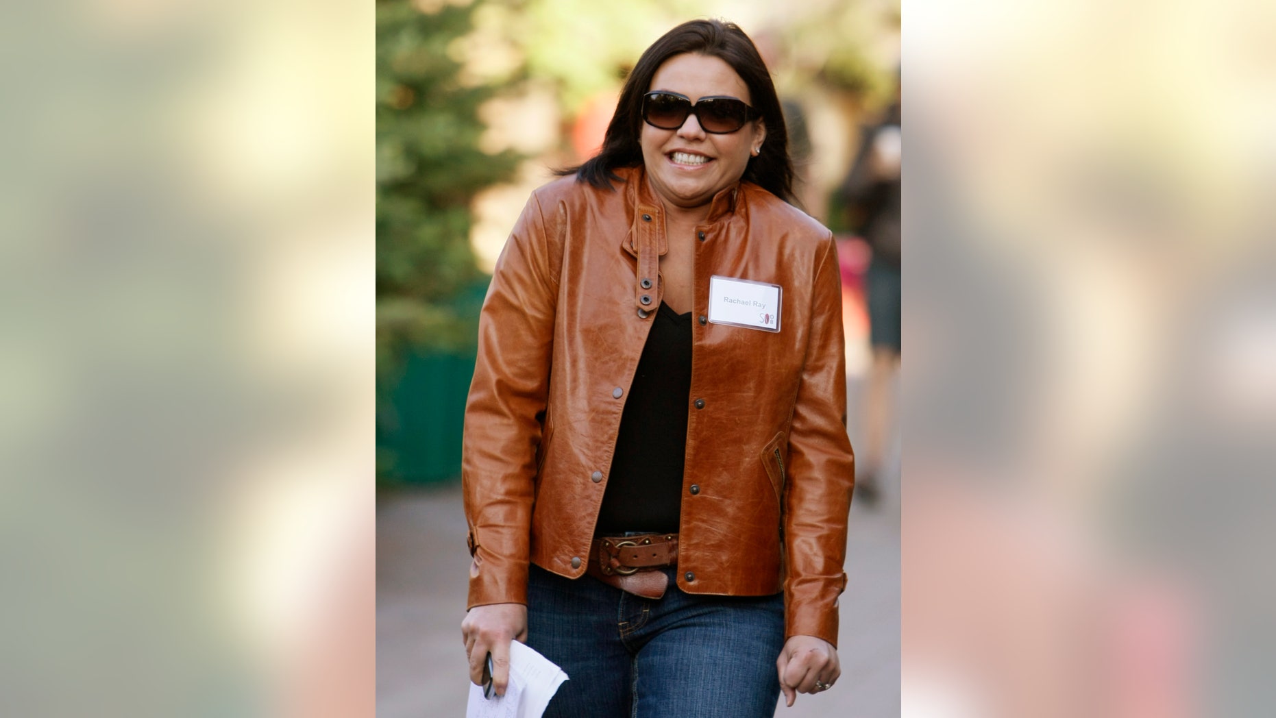 July 10, 2008. Rachel Ray, host of the syndicated talk/lifestyle program Rachael Ray and two Food Network series, shivers against the morning chill as she arrives at the 26th annual Allen & Co conference in Sun Valley, Idaho.