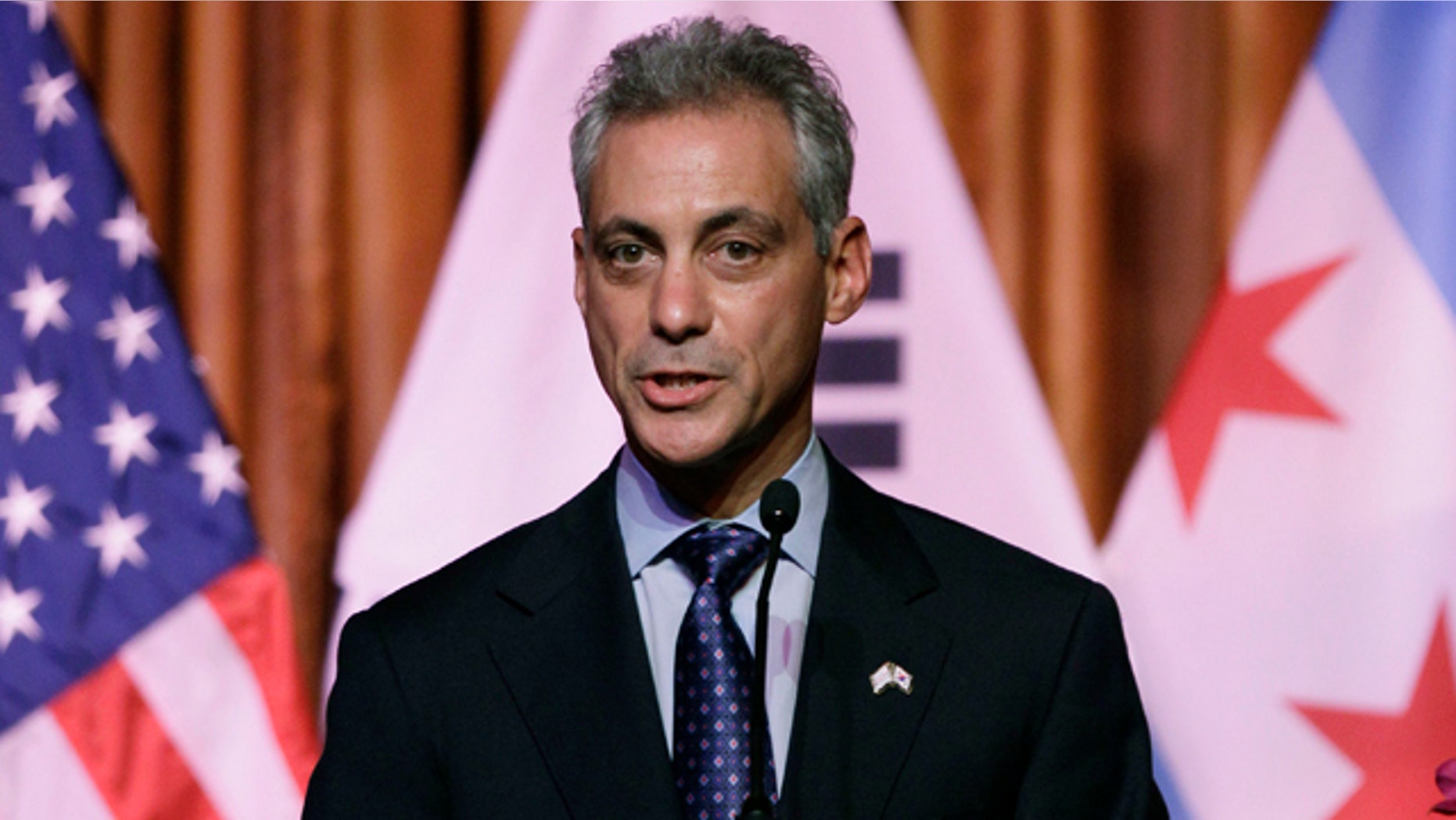 Oct. 14, 2011: Chicago Mayor Rahm Emanuel speaks as he hosts a welcome dinner in honor of South Korean President Lee Myung-bak at the Chicago Cultural Center in Chicago.