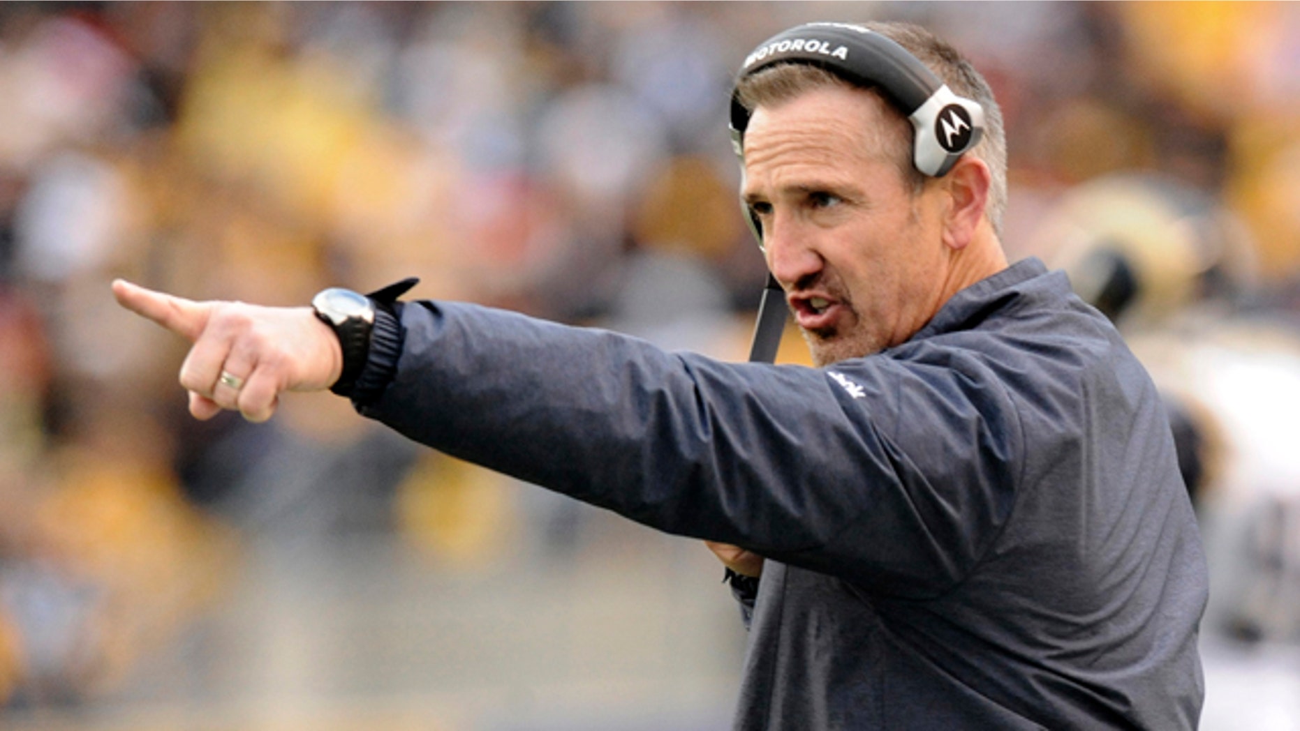 Dec. 24, 2011: St. Louis Rams head coach Steve Spagnuolo points onto the field as his team plays against the Pittsburgh Steeler in an NFL football game in Pittsburgh.