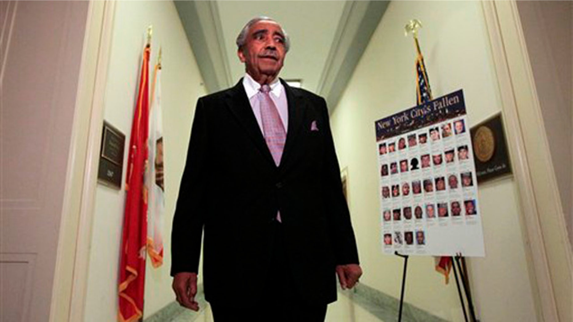 Rep. Charles Rangel enters his office on Capitol Hill July 29. (AP Photo)