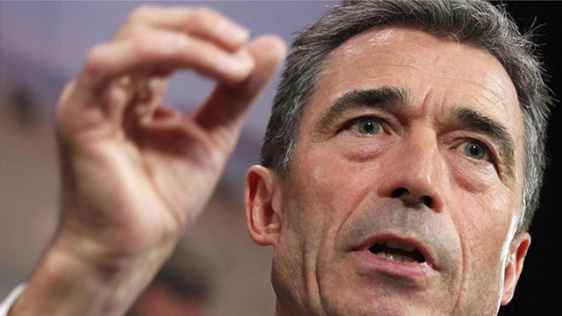 NATO Secretary General Anders Fogh Rasmussen briefs the media during his monthly news conference at the Alliance headquarters in Brussels May 4.