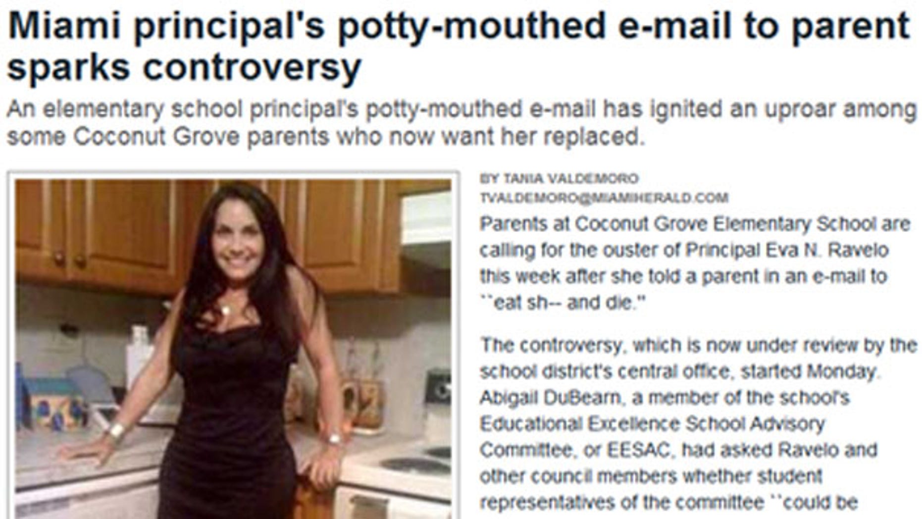 Coconut Grove Elementary School Principal Eva Ravelo is seen in an image from her Facebook profile that has since been removed. The Miami Herald obtained the photo prior to its removal.