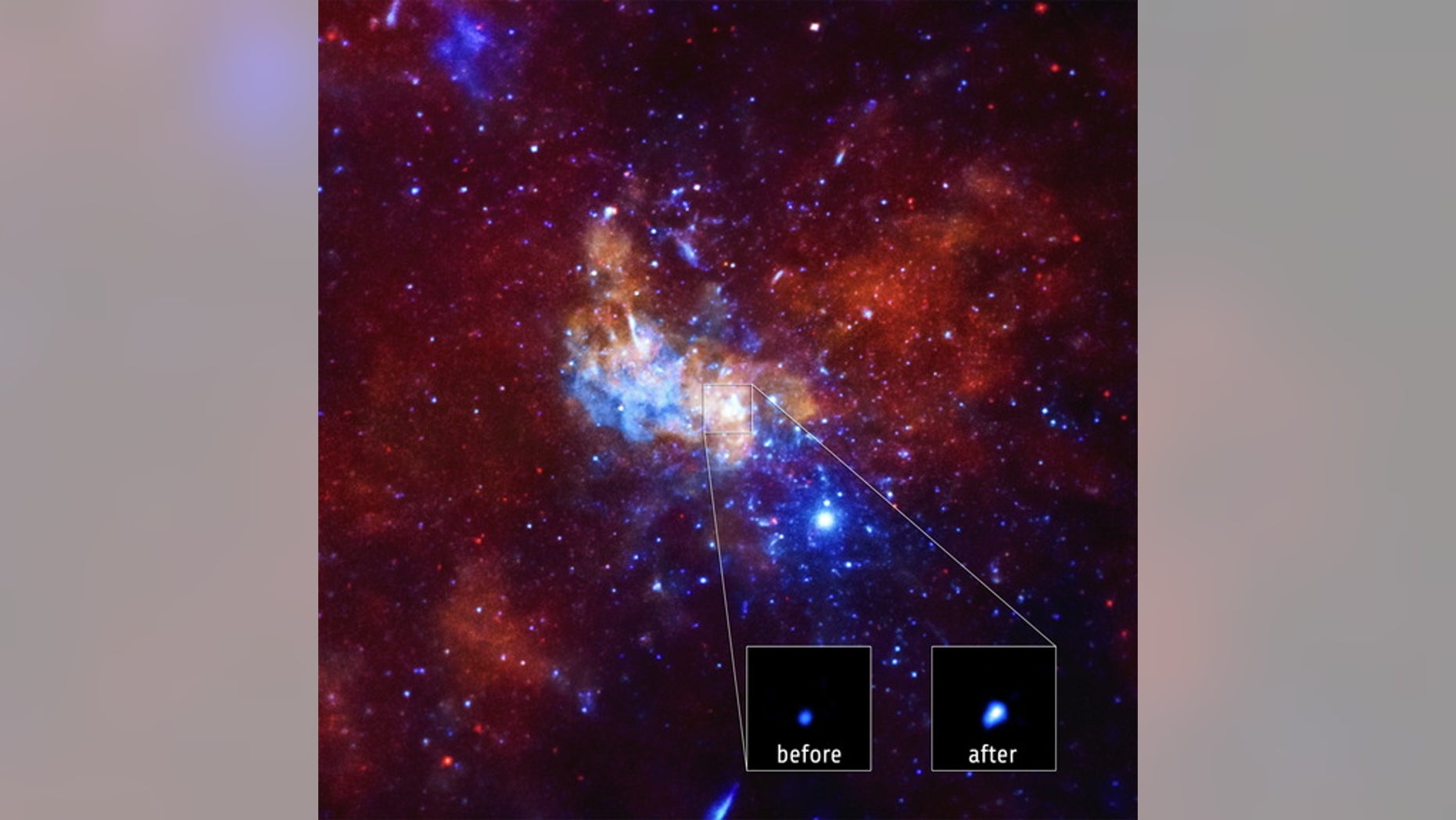 The brightest flare ever seen near the supermassive black hole at the center of the Milky Way galaxy was spotted by NASA's Chandra X-ray Observatory.