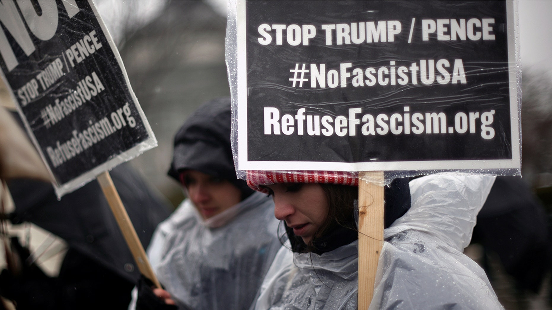 A November protest organized by RefuseFascism.org, seen above outside the Supreme Court in January, turned out to be a dud.