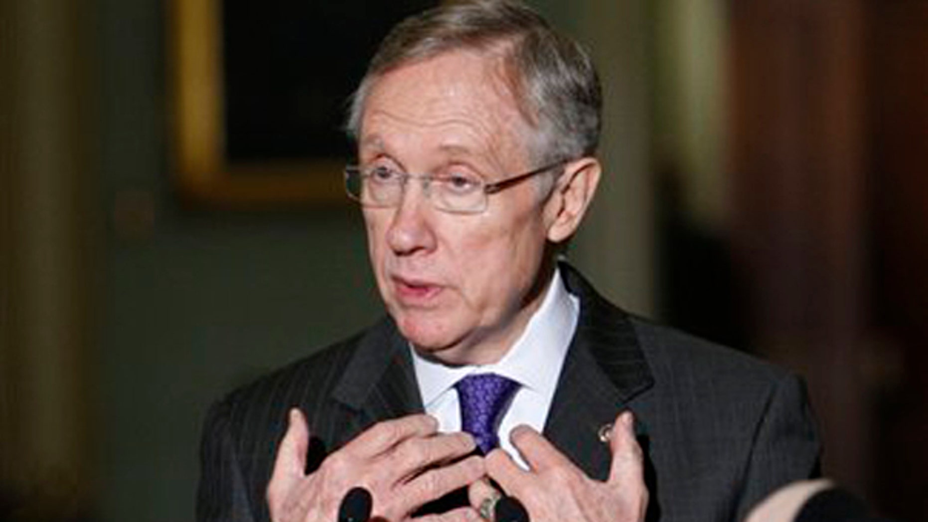 Senate Majority Leader Harry Reid of Nev. speaks to reporters on Capitol Hill Tuesday, Jan. 26, 2010. (AP)