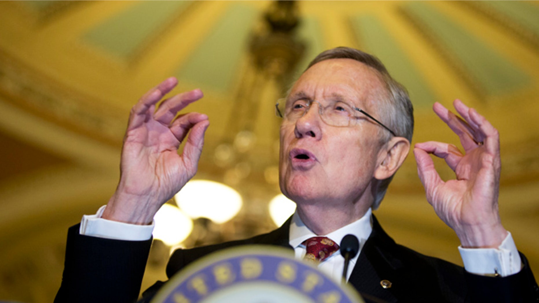 Nov. 19, 2013: Senate Majority Leader Harry Reid, D-Nev., speaks to the media on Capitol Hill in Washington.