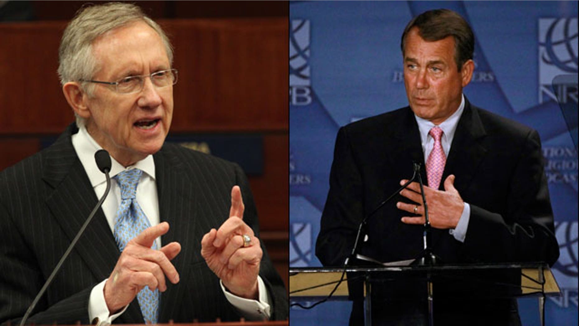 Senate Majority Leader Harry Reid and House Speaker John Boehner are at loggerheads over a GOP stopgap measure that would slash $61 billion in federal spending and keep the government funded through September. (AP)