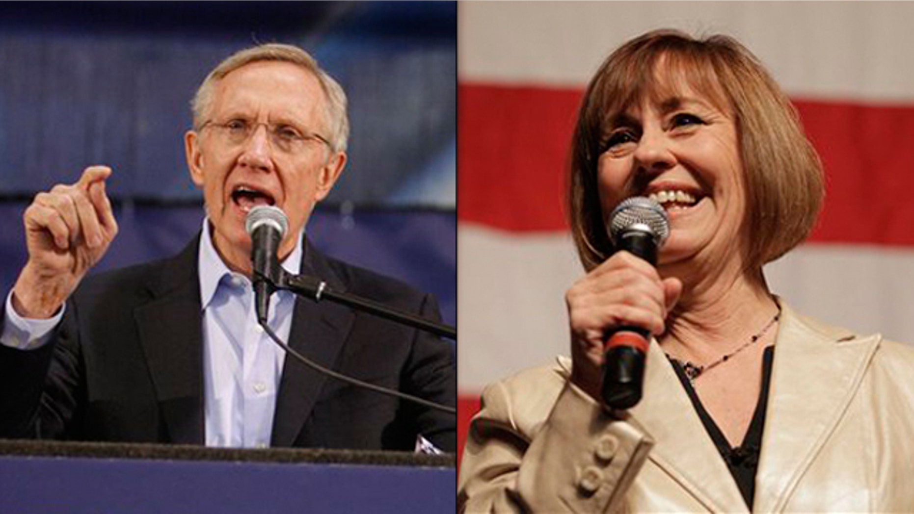 Shown here are Senate Majority Leader Harry Reid, left, and Nevada Republican Senate nominee Sharron Angle. (AP Photos)