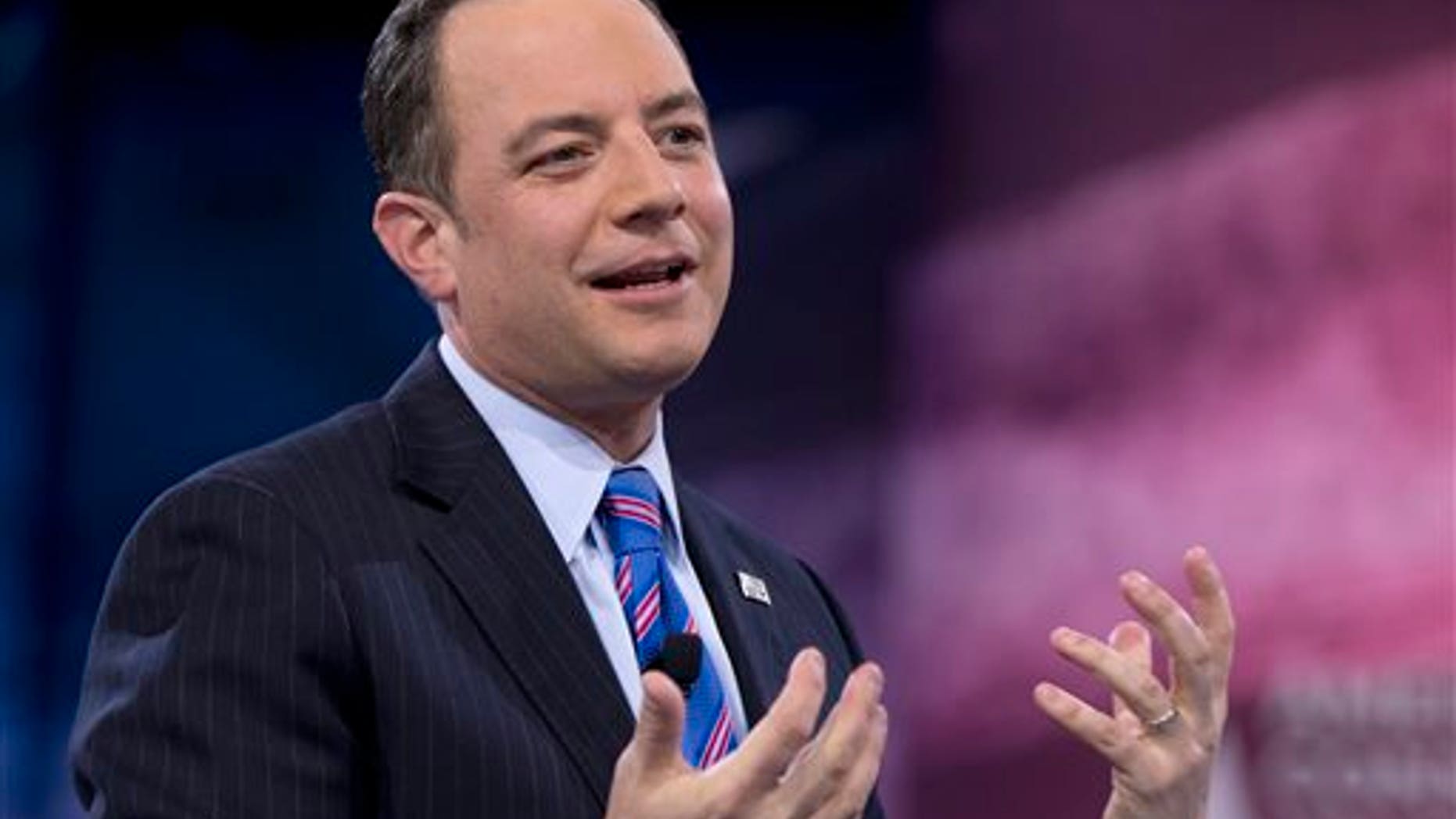FILE -- Reince Priebus speaks in National Harbor, Md.