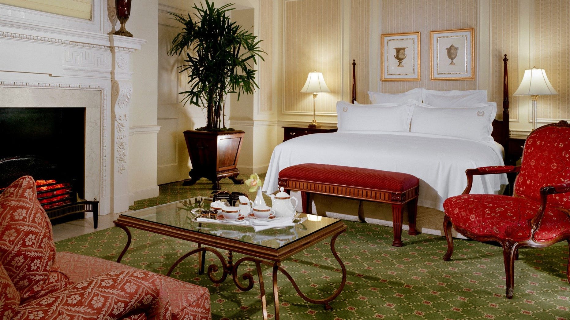 A luxury suite at one of the country's most expensive hotels in New York City.