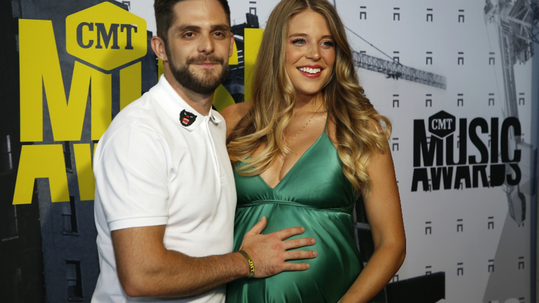Country singer Thomas Rhett (left) and his wife Lauren at the CMT Awards, Wednesday, June 7, 2017.
