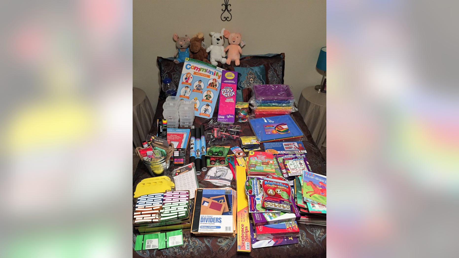 These are just some of the supplies purchased by Amy Rhine, a kindergarten teacher in Las Vegas, Nev., for her class last year.