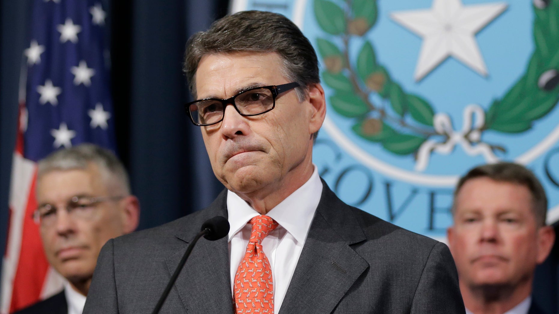 Gov. Rick Perry in a news conference Monday, July 21, 2014, in Austin, Texas.