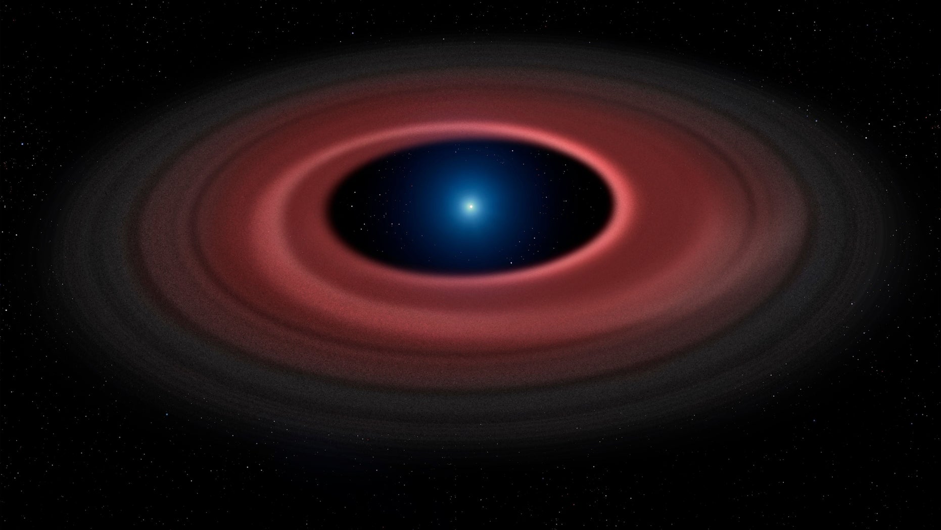 An asteroid torn apart by the strong gravity of a white dwarf has formed a ring of dust particles and debris orbiting the Earth-sized burnt out stellar core. Gas produced by collisions within the disc is detected in observations obtained over 12 years with ESO’s Very Large Telescope, and reveal a narrow glowing arc. (Mark Garlick and University of Warwick/ESO)