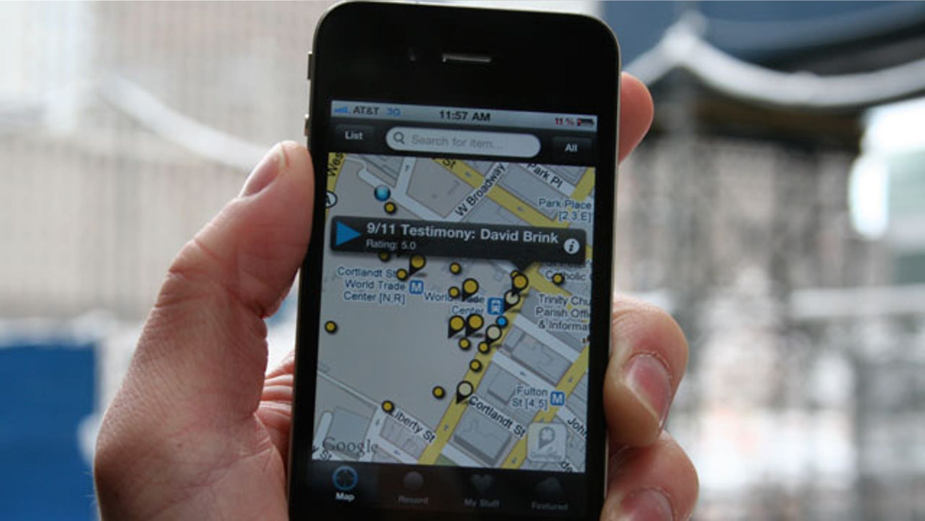 Broadcastr App, which is slated to launch later this month, allows anyone to record his or her story and tag it to a map. However, the audio from September 11th witnesses was provided by the 9/11 Memorial and Museum.