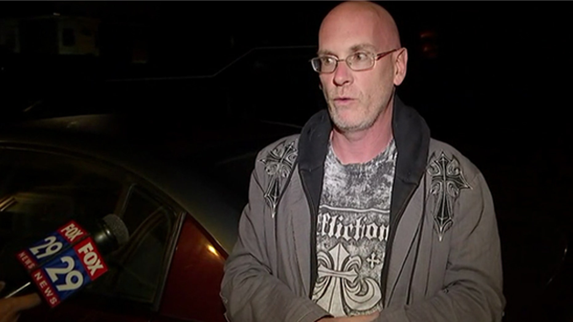 Pastor Robert Cook is interviewed after his wife shot a shotgun-wielding mugger Thursday night. (Fox 29 Philadelphia)