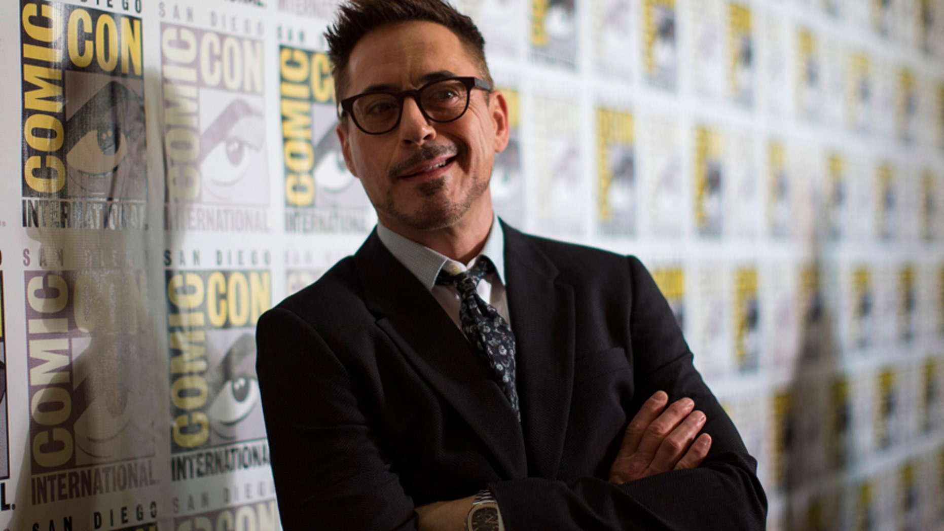 Cast member Robert Downey Jr. poses at a press line for "Avengers: Age of Ultron" during the 2014 Comic-Con International Convention in San Diego, California July 26, 2014.