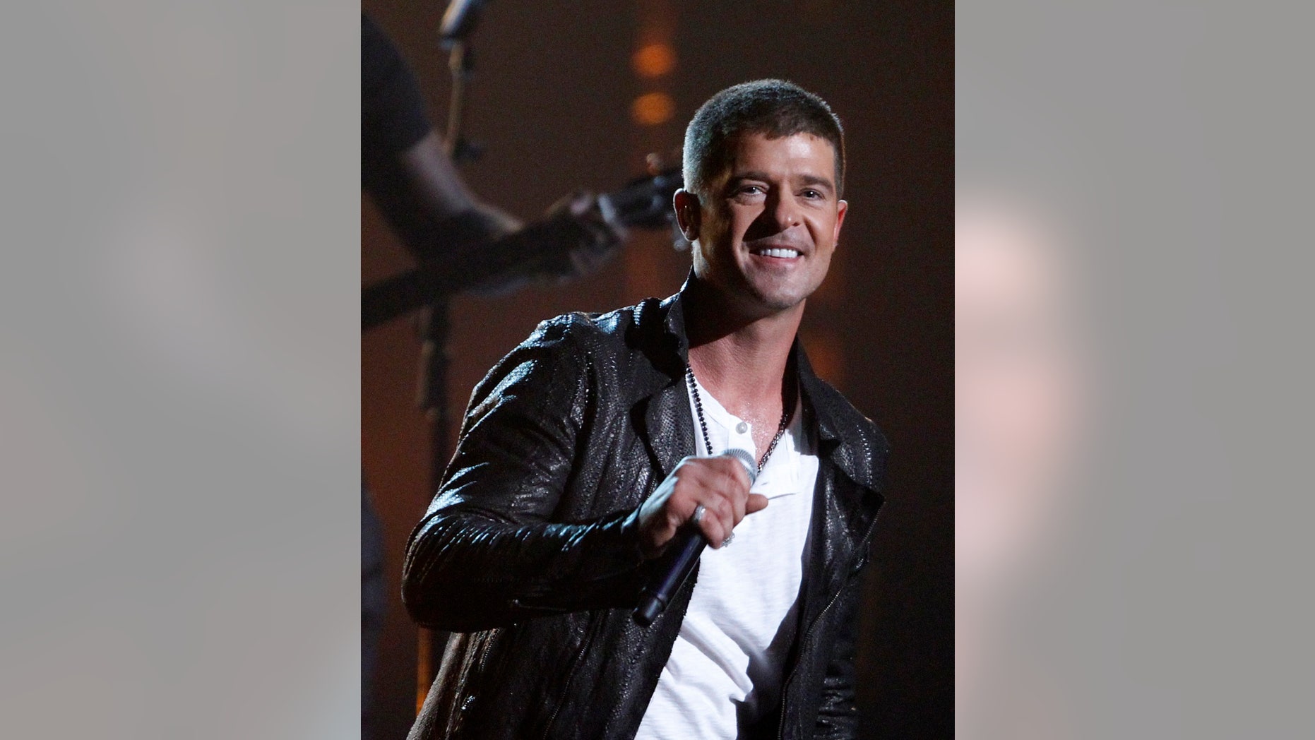 May 18, 2014. Singer Robin Thicke performing at the 2014 Billboard Music Awards in Las Vegas, Nevada.
