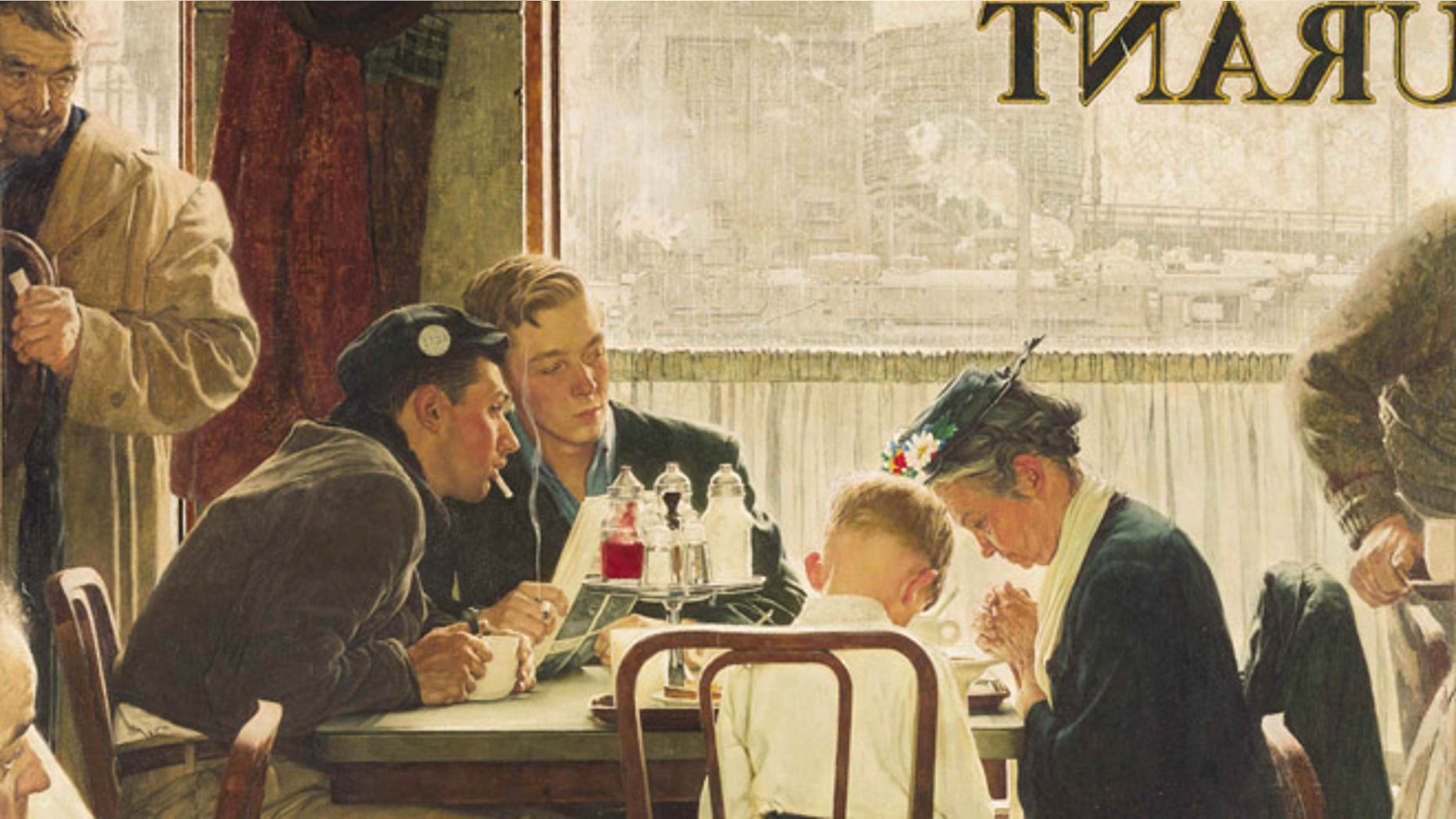 FILE: This undated file photo provided by Sotheby's shows the popular Norman Rockwell masterpiece "Saying Grace," which fetched $46 million at an auction on Dec. 4, 2013.