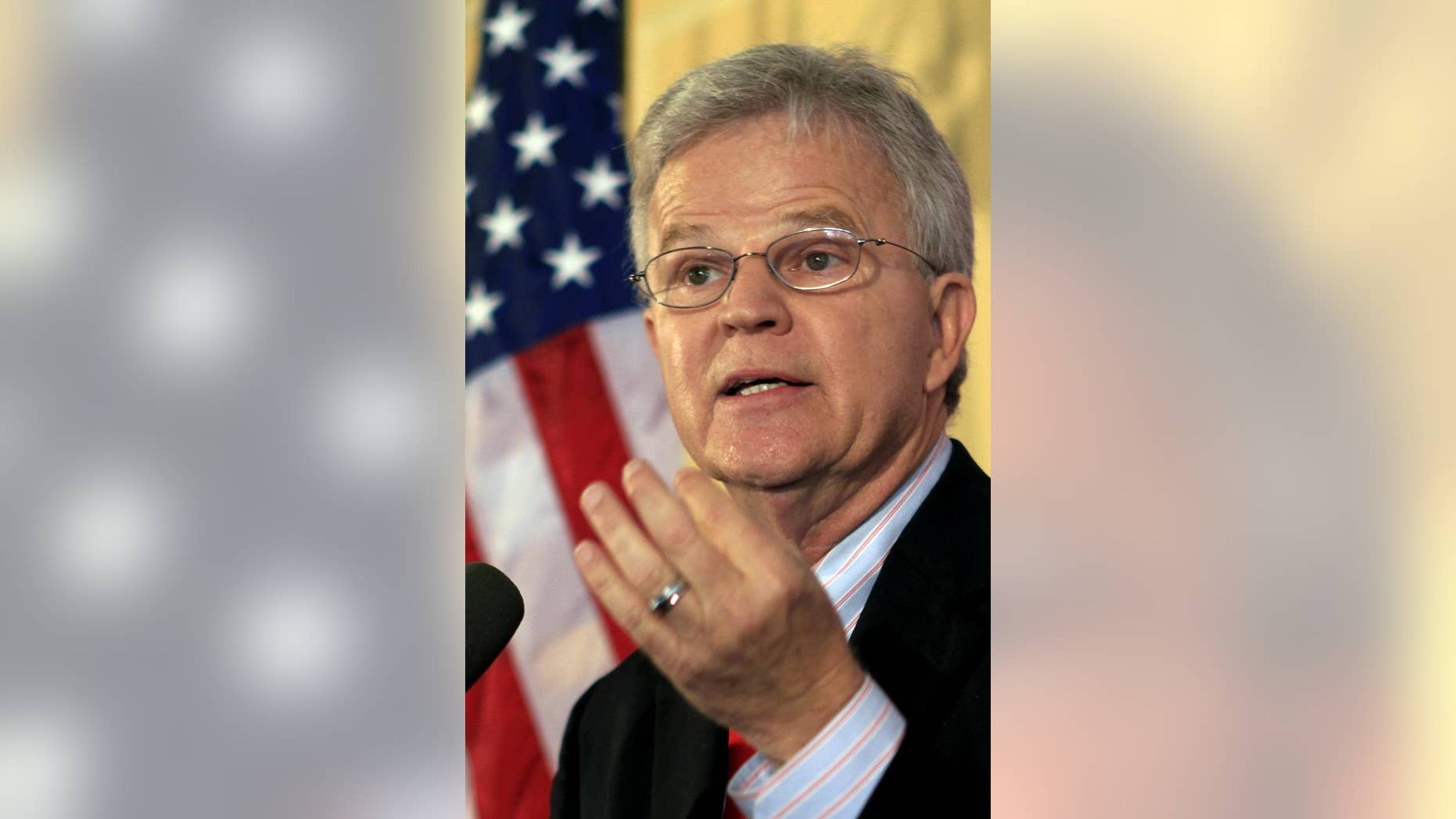 Former Gov. Buddy Roemer of Louisiana speaks during his announcement to run for the Republican nomination and become a candidate for president of the United States at the Hanover Inn on the Dartmouth College campus Thursday, July 21, 2011 in Hanover, N.H. (AP Photo/Jim Cole)