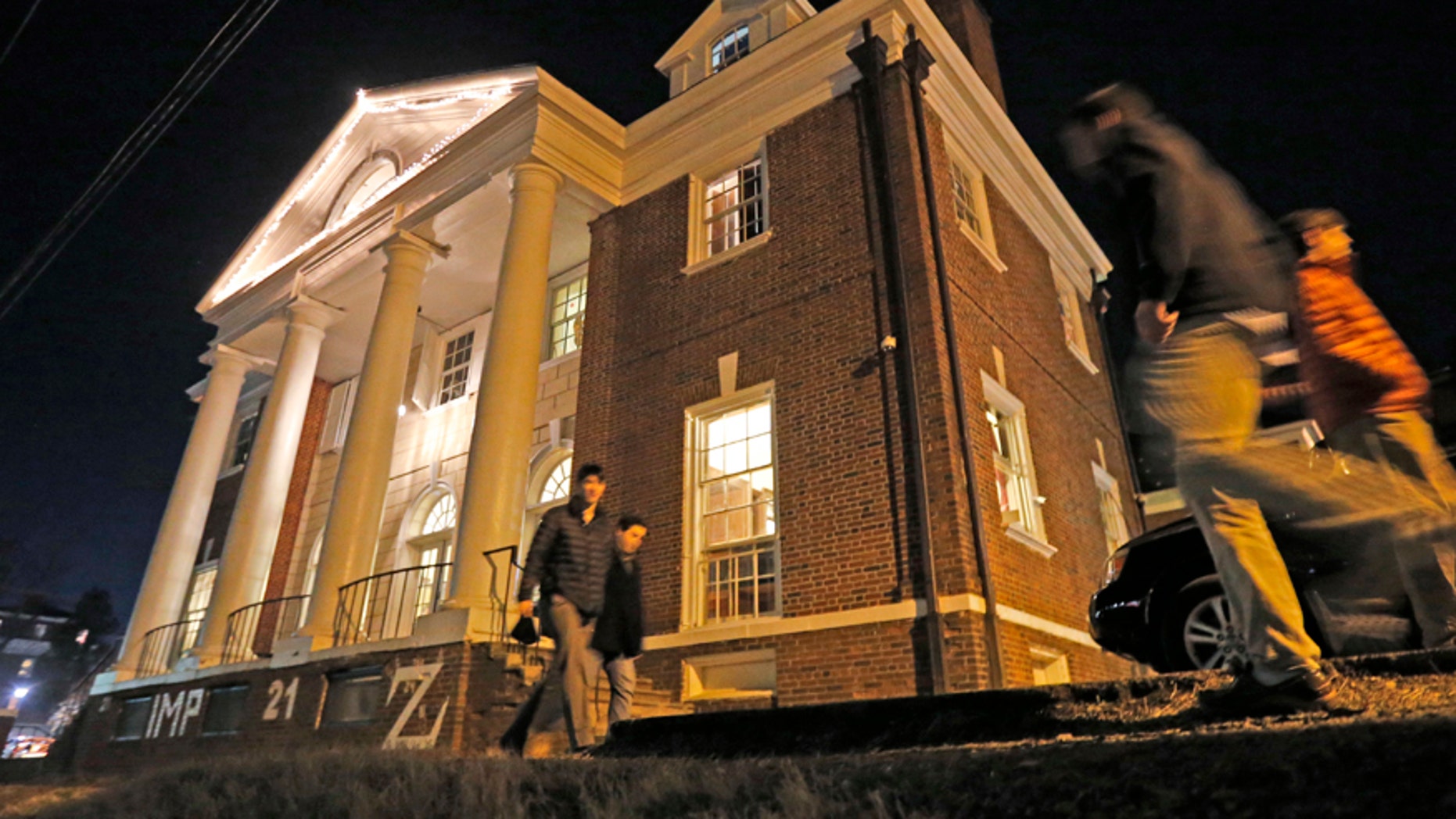 Jan. 15, 2015: Students participate in rush pass by the Phi Kappa Psi house at the University of Virginia in Charlottesville, Va.