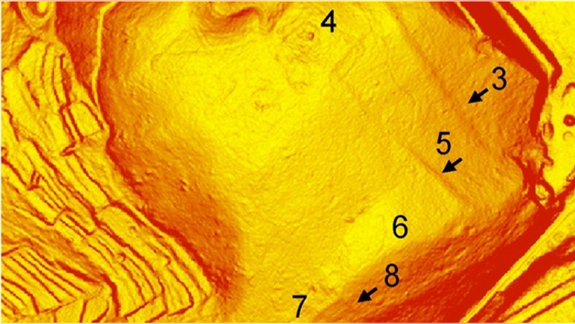 Lidar (the laser equivalent of radar) revealed the oldest known Roman military camp called San Rocco (C). Also shown are the Roman military camps Grociana piccola (A) and Montedoro (B). Scale bars: 100 m.