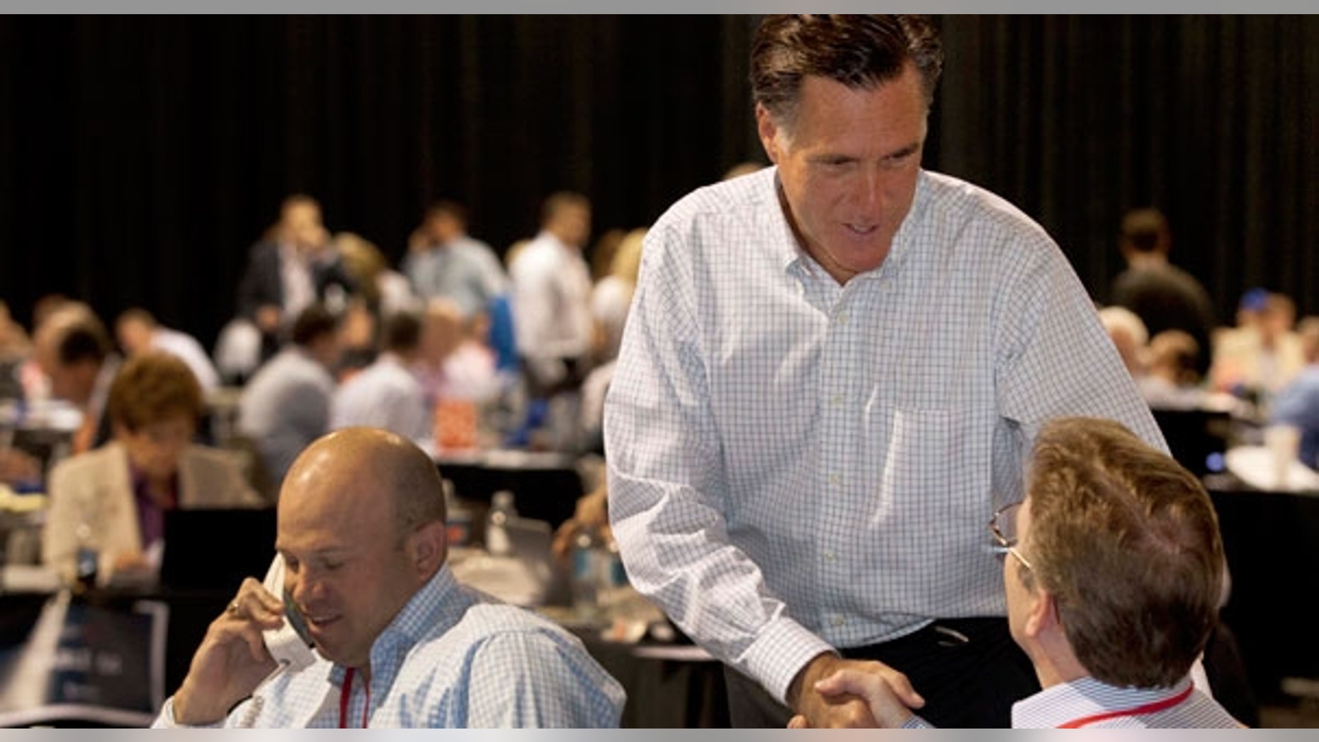Mitt Romney in Las Vegas May 16, 2011 during the "National Call Day" fundraising event. (AP Photo)