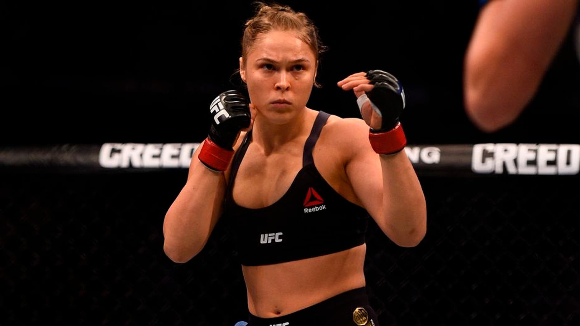 MELBOURNE, AUSTRALIA - NOVEMBER 15: Ronda Rousey faces facing Holly Holm in their women's bantamweight championship bout during the UFC 193 event at Etihad Stadium on November 15, 2015 in Melbourne, Australia. (Photo by Jeff Bottari/Zuffa LLC/Zuffa LLC via Getty Images)
