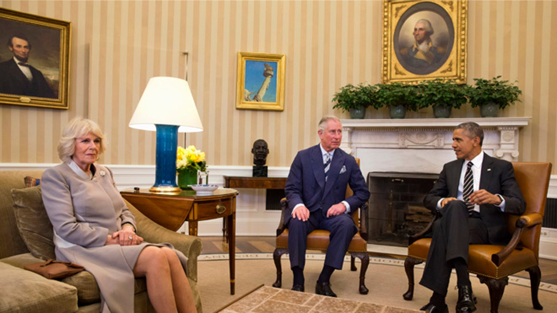March 19, 2015: President Barack Obama meets with Britain's Prince Charles, and his wife Camilla, the Duchess of Cornwall in the Oval Office of the White House in Washington.