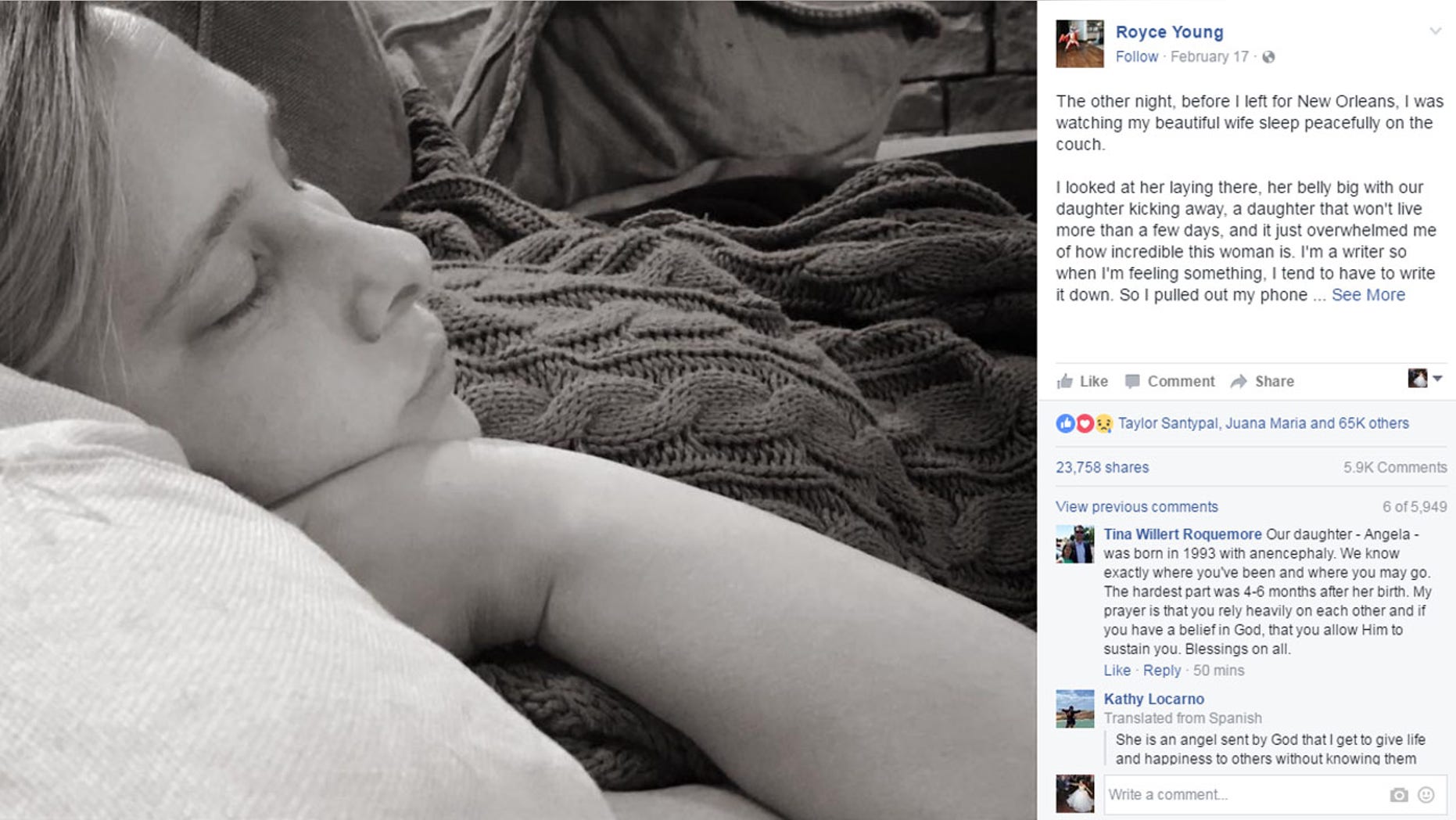 Royce and Kerri made the decision to carry their baby to term after learning that she did not have a brain so that they could donate her organs.