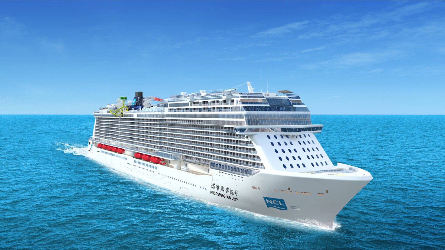 The rendering of the upcoming ocean liner Norwegian Joy.