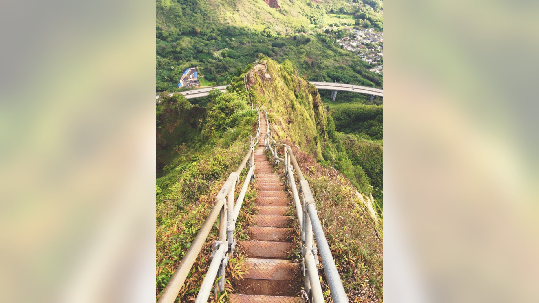 The Haiku Stairs on the Hawaiian island of Oahu are an illegal tourist attraction.