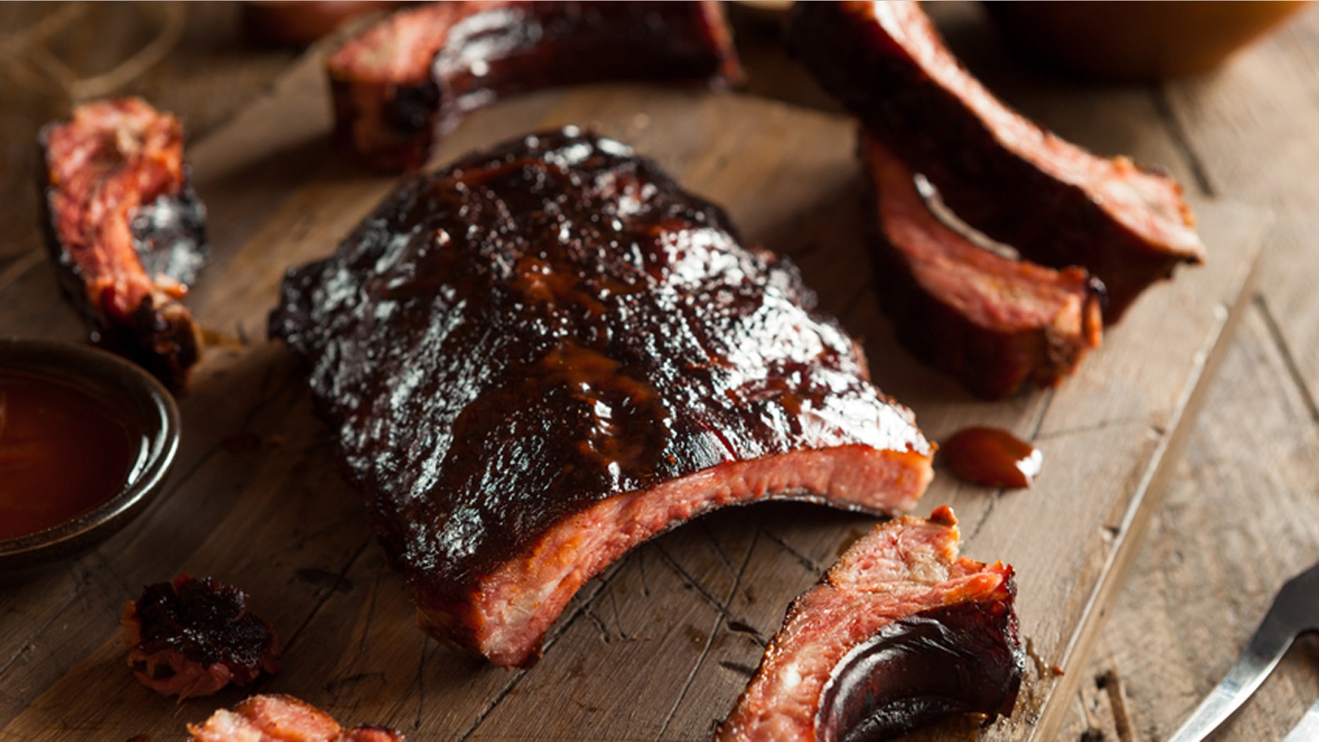 Homemade Smoked Barbecue Pork Ribs Ready to Eat