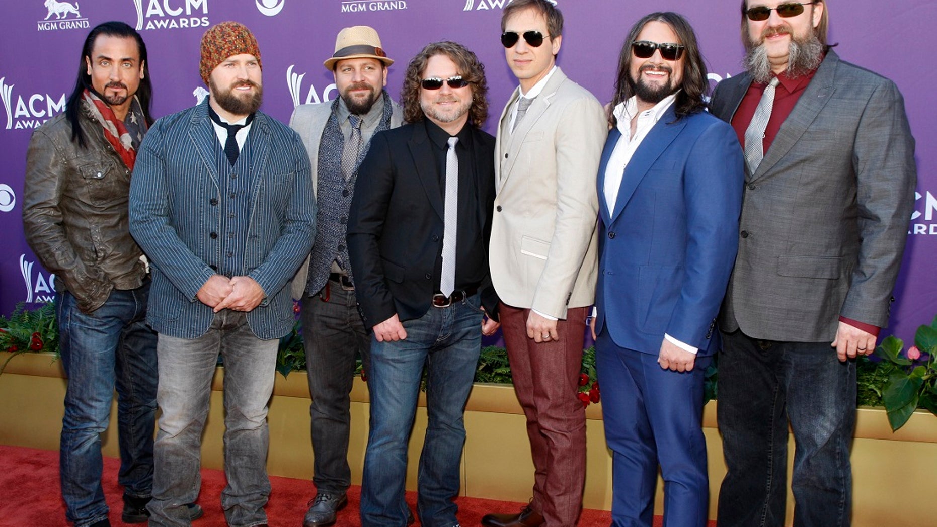 The Zac Brown Band arrives at the 47th annual Academy of Country Music Awards in Las Vegas, Nevada, April 1, 2012. REUTERS/Richard Brian (UNITED STATES - Tags: ENTERTAINMENT) (ACM-ARRIVALS) - RTR307ZE