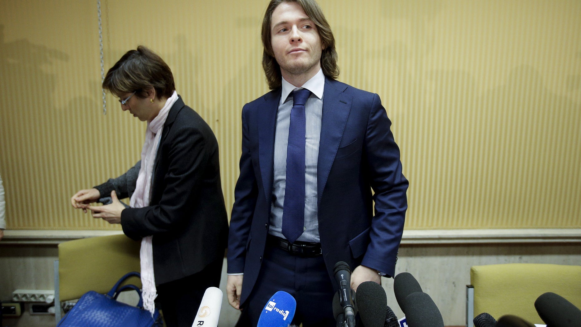 March 30, 2015: Raffaele Sollecito arrives to lead a news conference in Rome. (Reuters)