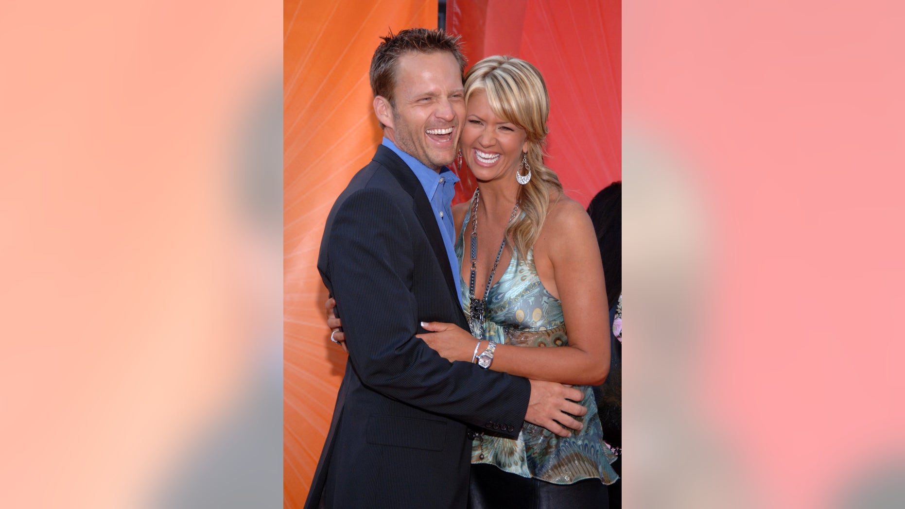 Actress Nancy O'Dell (R) and husband Keith Zubchevich arrive at the NBC Allstar Party held at the Century Club in Los Angeles July 25, 2005.