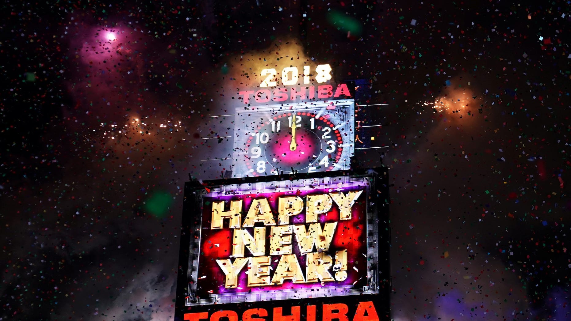 FILE -- Fireworks go off in Times Square to celebrate the New Year in New York City, New York, U.S., January 1, 2018.