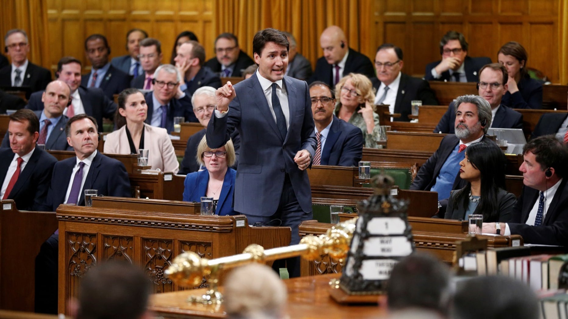 Canada's Prime Minister Justin Trudeau speaks during Question Period in the House of Commons on Parliament Hill in Ottawa, Ontario, Canada, May 1, 2018.