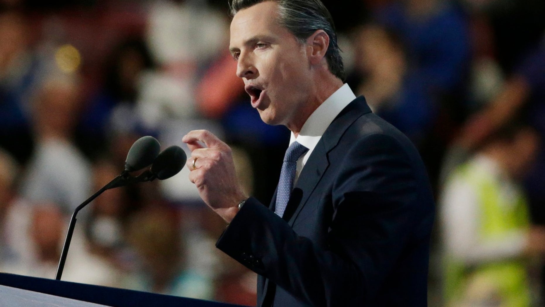 California Lt. Governor Gavin Newsom speaks at the Democratic National Convention in Philadelphia, Pennsylvania, U.S. July 27, 2016.