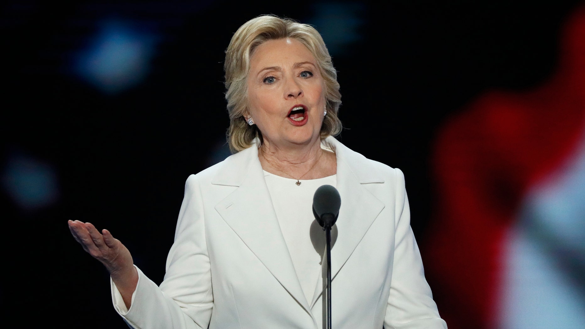 Hillary Clinton delivers her acceptance speech at the DNC.