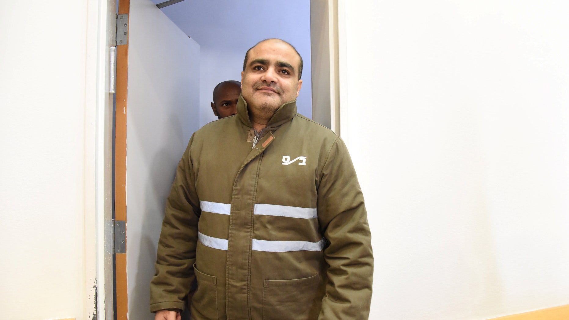 Mohammed el-Halabi in a courtroom in southern Israel.