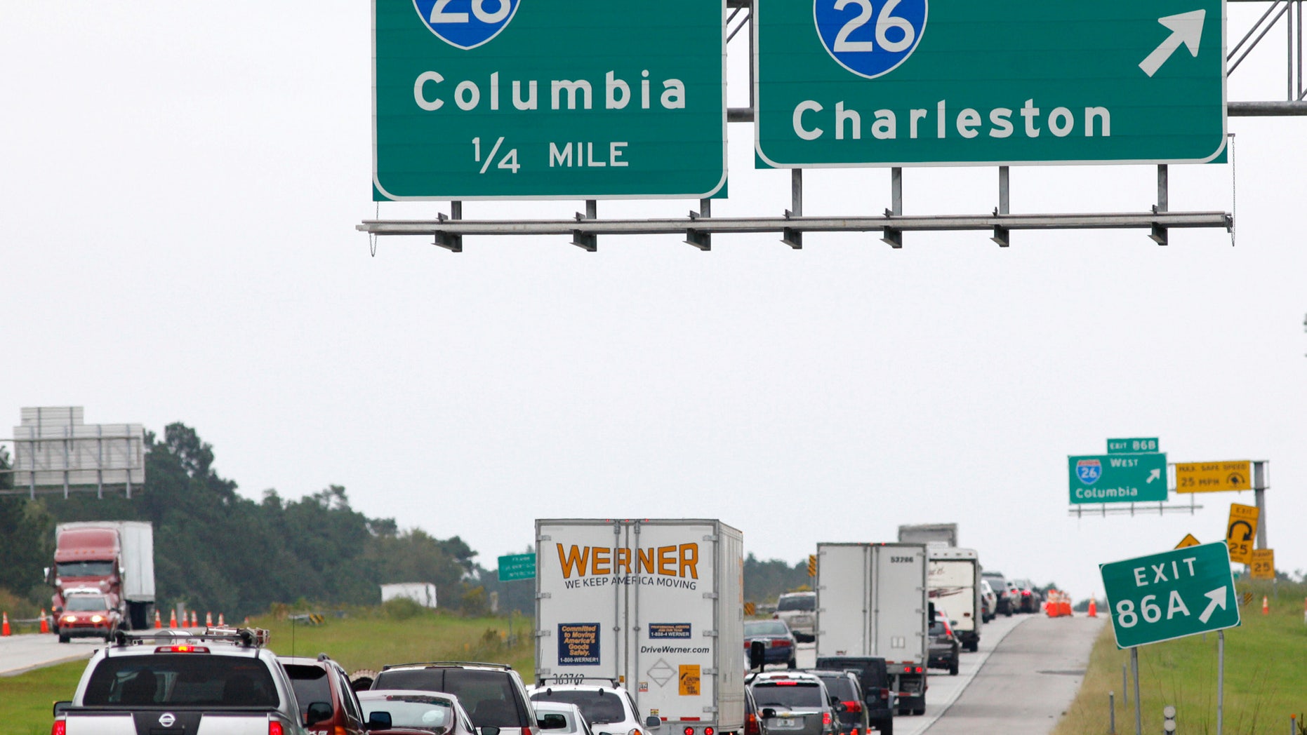 Interstate 95 outside Charleston as people along the coast evacuate ahead of Hurricane Matthew.
