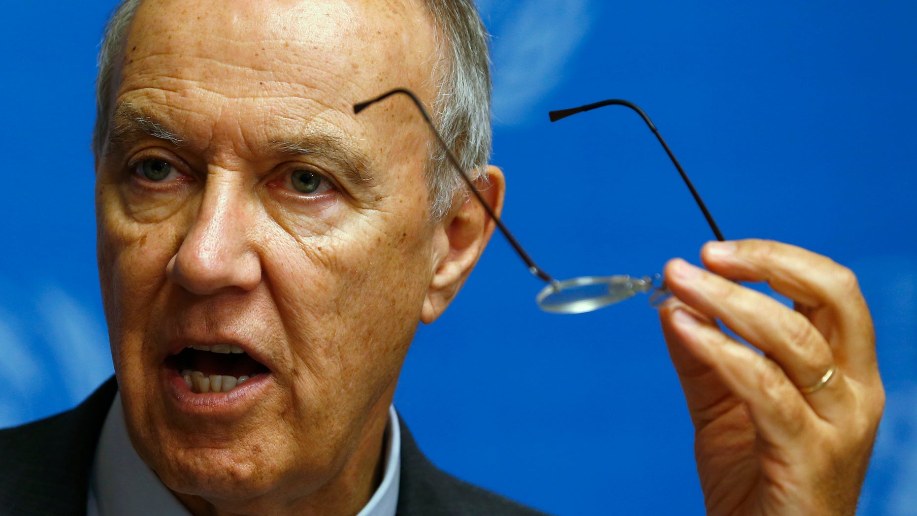 December 9, 2013: Director-General of World Intellectual Property Organization (WIPO) Francis Gurry addresses a news conference at the United Nations European headquarters in Geneva.